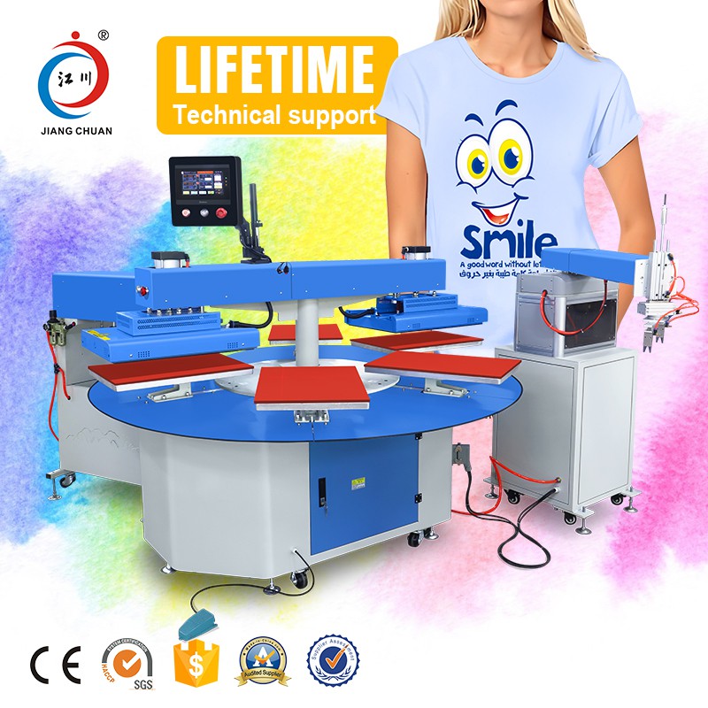 Six Stations Touch Screen Heat Press Machine
